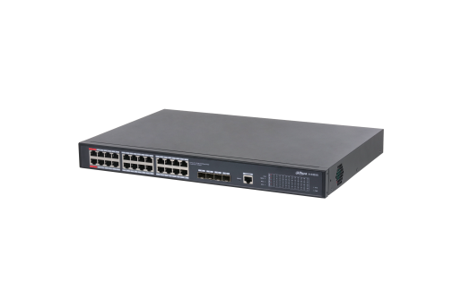 壹号娱乐L2+管理型28口PoE交换机360W-DH-S3900C-24GT4XF-360-24个10/100/1000Mbps Base-T以太网PoE端口，4个1/10Gbps Base-X SF